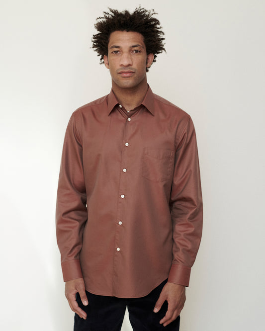 Washed Red Silk Cotton Model One Shirt